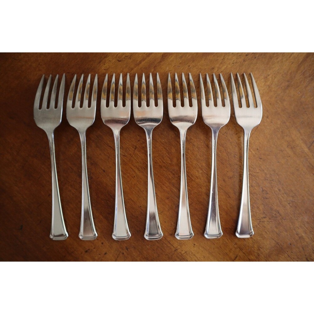 Lot Of 7x Oneida Maestro St Leger SSS Stainless Flatware Salad Forks 6.2” USA - Picture 3 of 8